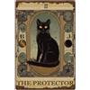 SUPERDANT Targa in Metallo con Gatto Nero Taroc Gatto Cartelli In Latta Vintage Poster Da Parete The Protector Segno di Metallo Retrò per Bar e Caffetteria 20x30 cm