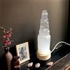 4All Lampada a LED in cristallo di selenite bianca USB Lampada a torre di montagna fatta a mano Lampada per energia spirituale e guarigione per meditazione Decorazione per la casa e regali Lampada da