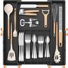 Lifewit Portaposate da Cassetto Espandibile, Porta Posate Regolabile in Plastica, Organizer Cucina per Forchette Coltelli e Cucchiai, con Flessibile da 5 a 8 Scomparti, Larghezza 30,5 a 52 cm, Nero