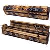 Snadi Porta incenso (incensiere) portaincenso in legno decorata a mano in India - esclusivo design con spighe bianche. 30,5 x 6,2 x 5,5 cm - Peso 240 g. Porta incenso in legno