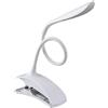 Retoo Lampada da lettura a libro con morsetto, USB, ricaricabile, a 360°, flessibile, con 14 LED, per lettura notturna, per viaggi, letto, studio, lavoro, lunga durata, colore bianco, E141-6