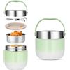 ACOMTUO Contenitore Termico per Alimenti 1200 ml,Thermos per Alimenti Porta Pappa,ciotola termica con coperchio con cucchiaio pieghevole,Adatto per la conservazione di farina,zuppa,pranzo,formaggio (Verde)
