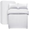 My home store Set copripiumino singolo bianco, 3 pezzi, copripiumino a righe satinate, in morbida microfibra spazzolata, con lenzuolo con angoli profondi 30 cm e 1 federa