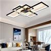 ASJK Lampadari LED a Soffitto Moderni 105W con Telecomando, Lampadario a LED Multifunzionale Geometrico 3000K-6000K per soggiorno (140 cm, Nero)
