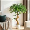 Keeplush Pianta artificiale, albero di ficus, 120 cm, con vaso bianco, grande come reale, con tronco curvo e 930 foglie, albero artificiale per decorazione di interni, soggiorno, camera da letto
