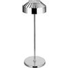 LuminexDesigns Lampada da Tavolo LED Ricaricabile TL16 VIOA | Compacta 25cm sin cable para estanterías, vitrinas, joyería, bistrós, terrazas y exterior, IP54, 2600 mAh ,Cromada