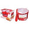 Sistema 2703 Confezione 3 Contenitori Polipropilene Microwave, Rosso & Rice Cooker, Plastic, Rosso, 2,6L
