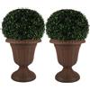 Pure Garden Outdoor Planter 2-Pack - 16x18-Inch Urn Planters - Plastic Plant Pots for Indoor, Outdoor, or Front Porch Decor - Flower Pots (Brown)