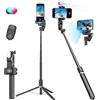 AOCHUAN Gimbal Stabilizzatore Face Tracking Senza APP, Stabilizzatore Luce RGB 4 in 1, Treppiede Portatile per Telefono per iPhone e Android, Estensione Integrata 108 cm, M2PRO Nero