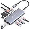 NOVOO Docking Station USB C 8 in 1, Hub Multiporta con HDMI 4K@60Hz, Ethernet Gigabit, 3×USB 3.0, Ricarica PD 100W, per MacBook/Steam Deck/Samsung/iPhone/iDispositivi Type-C