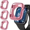 iVoler 3 Pezzi Cover per Apple Watch 45mm / 44mm SE (2025/2022 / 2020) Series 9 8 7 6 5 4 (Senza Pellicola Protettiva), Sottile Custodia Antiurto Anti-Graffio Morbida TPU iWatch Bumper Case, Rosa