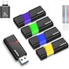 AreTop Chiavetta USB 3.0 da 16 GB, 5 pezzi di memoria flash drive ad alta velocità, velocità di lettura fino a 100 MB/s, con 1 adattatore USB-C compatibile con PC, laptop, auto e console di gioco