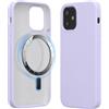 kwmobile Custodia Magnetica Compatibile con Apple iPhone 12 mini - Compatibile con MagSafe - Cover Silicone TPU Magnete - lavanda pastello