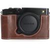 MUZIRI KINOKOO Custodia in pelle PU per Fujifilm X-E5/ XE5 - Caffè | Mezza custodia per Fuji XE5/XE5 con vano batteria e impugnatura ergonomica - Stile vintage, facile da trasportare