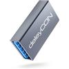 deleyCON Adattatore Accoppiatore USB 3.0 in Alluminio 5 Gbps - Presa A a Presa A - Collega/Estendi 2 Cavi USB