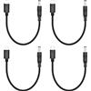 Riertostng 4 pezzi Short DC 5,5 mm x 2,1 mm to USB C Power Cord 6 pollici, DC 5521 Male to USB Type C Maschio Plug 5 V 3 A, cavo di prolunga per piccoli ventilatori, lampade da comodino USB tipo C