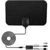 Vecys Antenna TV Interna 10dBi Antenna HDTV Digitale Montata a Parete per DVB-T2 80 Miglia di Portata Mini Antenna per Smart TV Cavo Coassiale RG174 3m/9.84ft Supporto 1080p