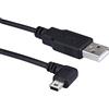 LARRITS Extra Long Mini USB Cable 90 Degree Left Angle Charge Cord With 5pcs Wiring Clips For Garmin Dash Cam Car Dashcam GPS Navigator DVR Camera GoPro (5 Meters Left Angle)