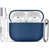 TNSNK for AirPods Pro 3 Case, Silicone Shockproof Protection Case with Clean Kit & Keychain, Support Wireless Charging - Navy Blue