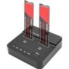 LUIRSAY Stazione di docking per dischi rigidi a doppio vano con alloggiamento SSD NVMe M.2 20Gbps USB 3.2 Gen 2x2 con clonazione offline, docking station adattatore SSD NVMe M.2 senza utensili per SSD M Key/B