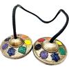 Snadi Tingsha (campana tibetana). Taglialo fatto a mano. Artigianato indiano. Design chakra smaltato con i suoi colori. Piatti per meditazione, guarigione, consapevolezza, reiki o relax.
