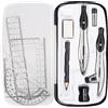 Lifreer Set di bussole per geometria, set da 10 pezzi per studenti di geometria, include scatola portaoggetti, righelli, goniometro, bussola, gomma, temperamatite, ricariche di piombo, matita per disegno e