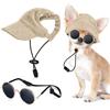 Jadive Cappello da Baseball per Cani con Fori per le Orecchie Occhiali da Sole per Gatti Cani con Silicone Antiscivolo Cappello Parasole Regolabile per Cuccioli(Cachi,XS)