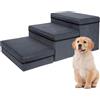 AKOZLIN Scala per cani con contenitore a 3 gradini pieghevoli, 3 in 1 per animali domestici, rampa extra larga per cani e gatti di piccola e grande taglia, grigio scuro