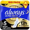 Always Ultra Asciugamani Mestruali Secure Night Extra (taglia 5) Con Alette 16 Asciugamani, Super Assorbenti E Ultrasottile Per Regole