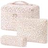 GSenhui Set di 3 borse cosmetiche per trucchi, per coquette con fiori, da donna, set da 3 pezzi, M4., Valigetta per cosmetici