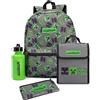 Minecraft Zaino Set Bambini 4 pezzi Villaggi Pranch Box Bottiglia d'acqua