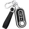 OFF WE GO Custodia Chiave Cover Chiave Guscio Chiavi per Fiat 500 Punto Bravo Panda Lancia Ypslon Doblo Ducato Idea Linea Ulysse Coprichiave Macchina Copri Chiavi Telecomando Portachiavi, Argento Nero