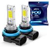 Marsauto H11/H8 LED Fog Light Bulb, 10000 Lumens 6000K White Super Bright & Compact H16/H8/H11 LED Bulb, 1:1 Mini Size Plug and Play Fog Lights, Pack of 2 (H11/H8/H16)
