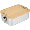 elthmpr Lunch Box Acciaio Inox - 850ML Portapranzo con Coperchio in Legno, Porta Pranzo Termico in Metallo, Porta Pranzo per Adulti e Bambini