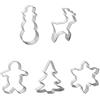 ieron Set di 5 formine per biscotti di Natale, in acciaio inox, a forma di renna, fiocco di neve, ragazzo di pan di zenzero, pupazzo di neve, albero di Natale, per bambini