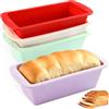 Aurobest 4 Pezzi Stampo Pane Rettangolari, Teglia Plumcake Silicone, Cassetta Torte Antiaderenti, Tortiera Rettangolare, Stampi Dolci Antiaderente per Forno, Friggitrice, Microonde (Rosso+Bianco+Viola+Verde)