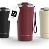 LARS NYSØM Tazza Termica per caffè Thermo Coffee Mug-to-Go con Cinturino & Coperchio in Tritan 500ml | Tazza da Viaggio 0,5 Litri con Isolamento | Per caffè e tè (Berry Red, 500ml)