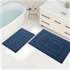 Homaxy Set di 2 tappetini da bagno in microfibra, antiscivolo, lavabili e morbidi, assorbono l'acqua, per il bagno, 40 x 60 cm + 50 x 76 cm, blu marino