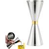 Xiciki Misurino di precisione per cocktail in acciaio inox, misura 5/10/15/20/25/30/40/50 ml con fascia dorata, perfetto per baristi professionisti e mixologi domestici