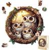 Hakumata Puzzle in legno per adulti e bambini, 3D owl Family Puzzle circolare unico, in legno, per adulti, con confezione regalo in legno (M-190 pezzi)