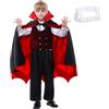 Meleager Mantello Vampiro Bambino, Costume di Halloween con Denti Vampiro, Mantello da Diavolo Unisex per Feste di Halloween, Carnevale