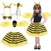 OCBIE Costume Ape Carnevale Bambina: Travestimento da Ape Gonna a Tulle Honeybee con Antenna Gonna a Righe Bacchetta Magica Occhiali per Festa di Halloween (Ape)