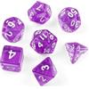 SLAKOZYT Set di 7 cubi poliedrici trasparenti DND poliedri per dungeons & dragon, D&D, RPG, MTG - Include D4 D6 D8 D10 D12 D20 (viola trasparente)