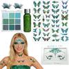 SHOWHEEL Costume da Pavone, con Ciglia in Piume e Ombretto Verde, Strass Viso, Tatuaggi Temporanei Pavone, Glitter Olografico Brillantini, per Carnevale Halloween Cosplay