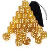 QUTHZZHY Set di 30 cubi trasparenti da 16 mm in acrilico con glitter oro, 6 lati, cubi colorati con tasche da taschino, dadi standard D6 con tasche per gioco, feste, matematica