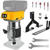 Chengsuwei Router compatto senza fili per batteria DeWalt da 20 V, 800 W brushless trimmer router con 5 velocità, 30000 giri/min, 5 pz 1/4 Shank Palm Router adatto per la lavorazione del legno, scanalature