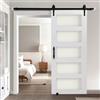 VEVOR Porta Scorrevole 813 x 2134 mm Pannello in MDF e Vetro Satinato, Kit per Porta Scorrevole con Ferramenta Guida Telaio a H per Casa Divisorio Spazio Soggiorno Bagno Camera da Letto, Bianco