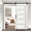 VEVOR Porta Scorrevole 1067 x 2134 mm Pannello in MDF e Vetro Satinato, Kit per Porta Scorrevole con Ferramenta Guida Telaio a H per Casa Divisorio Spazio Soggiorno Bagno Camera da Letto, Bianco