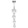 PIERCINGLINE surgical steel belly button piercing with 4 hanging crystal hearts in brass design - Bananabell Piercing in gold, rose or silver
