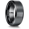 083BASE Anello unisex in tungsteno nero/blu argento, larghezza 4 mm/6 mm/8 mm, design in metallo spazzolato, bordi obliqui, gioielli da uomo/donna in diverse misure